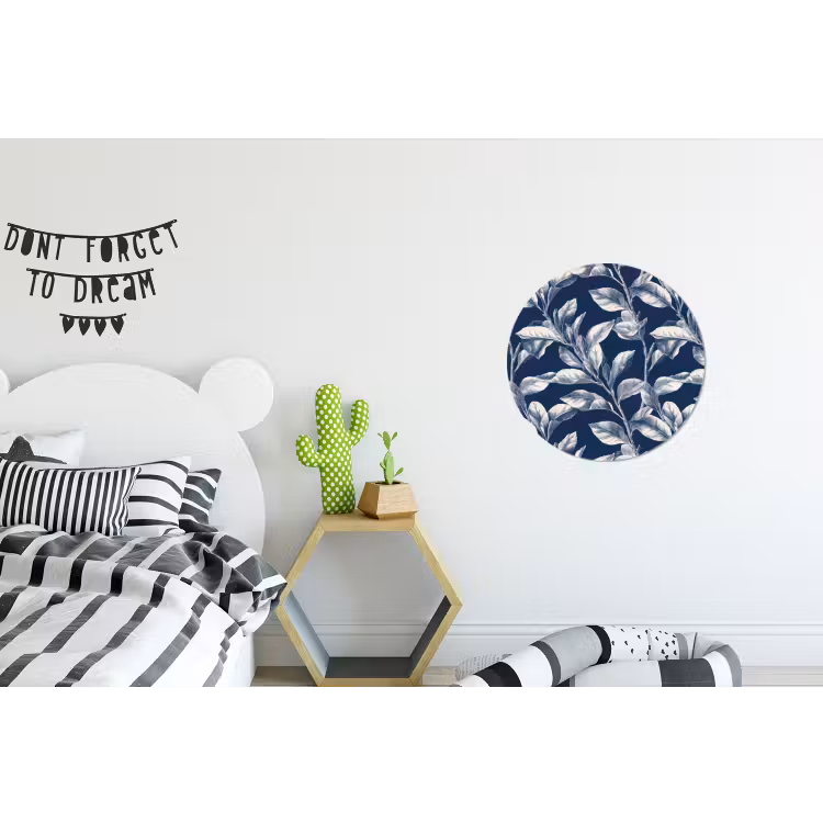 Wandcirkel - Aluminium - Botanisch - Patroon - Blauw — 5