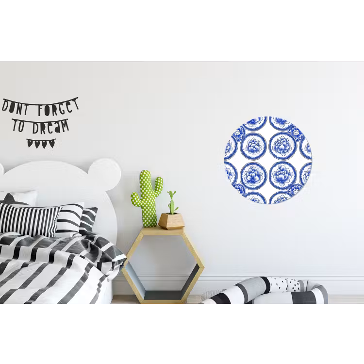 Wandcirkel - Aluminium - Cirkels - Bloemen - Blauw — 5