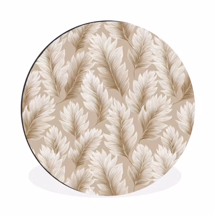 Wandcirkel - Aluminium - Botanisch - Patroon - Beige — 1