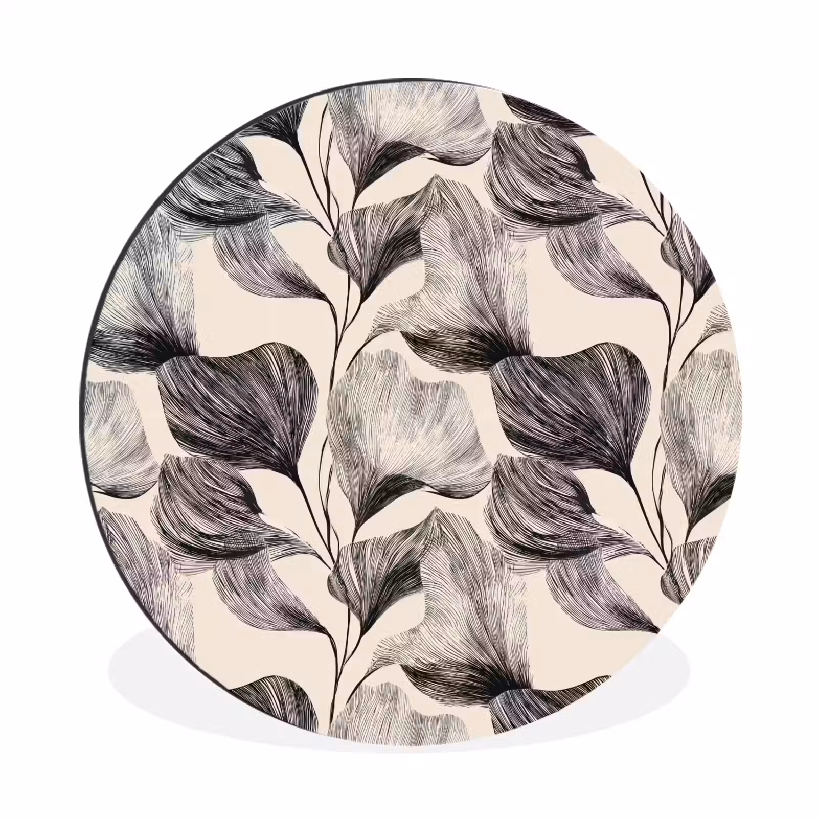 Wandcirkel - Aluminium - Botanisch - Bladeren - Zwart — 1