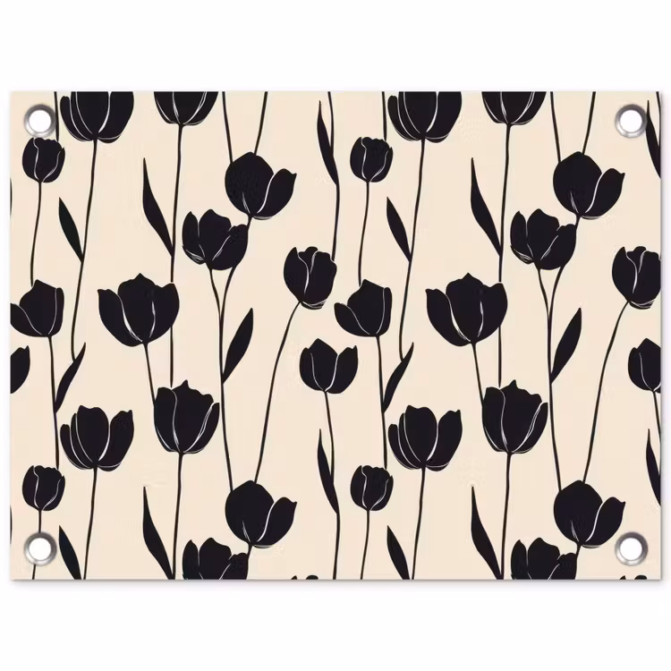 Tuinposter - Tulpen - Patroon - Zwart — 1