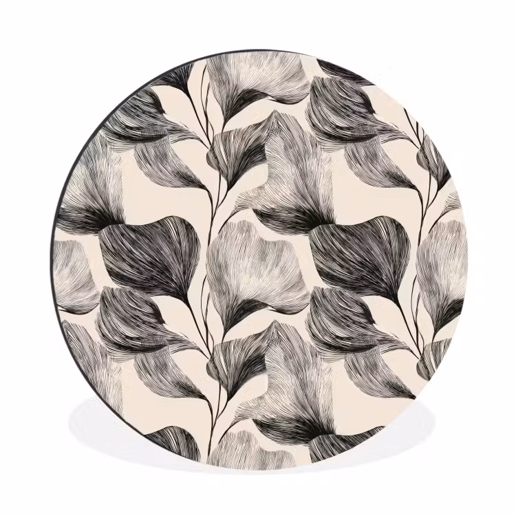 Wandcirkel - Aluminium - Botanisch - Bladeren - Zwart — 1