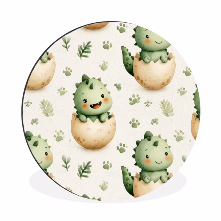 Wandcirkel - Aluminium - Dino - Eieren - Groen — 1