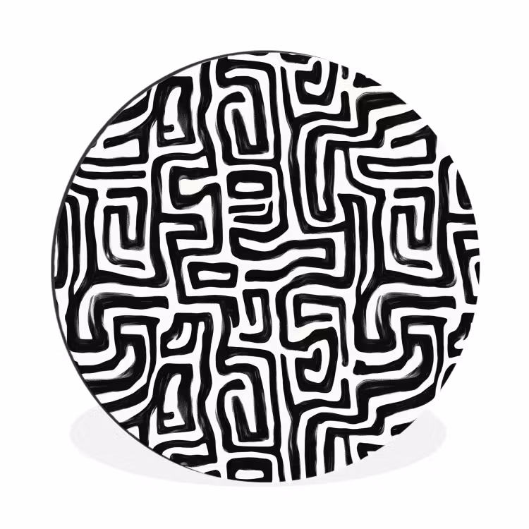 Wandcirkel - Aluminium - Grafisch - Lijnen - Zwart - Wit — 1