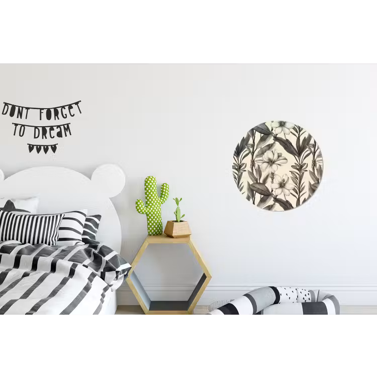 Wandcirkel - Aluminium - Klassiek - Botanisch - Zwart - Beige — 5