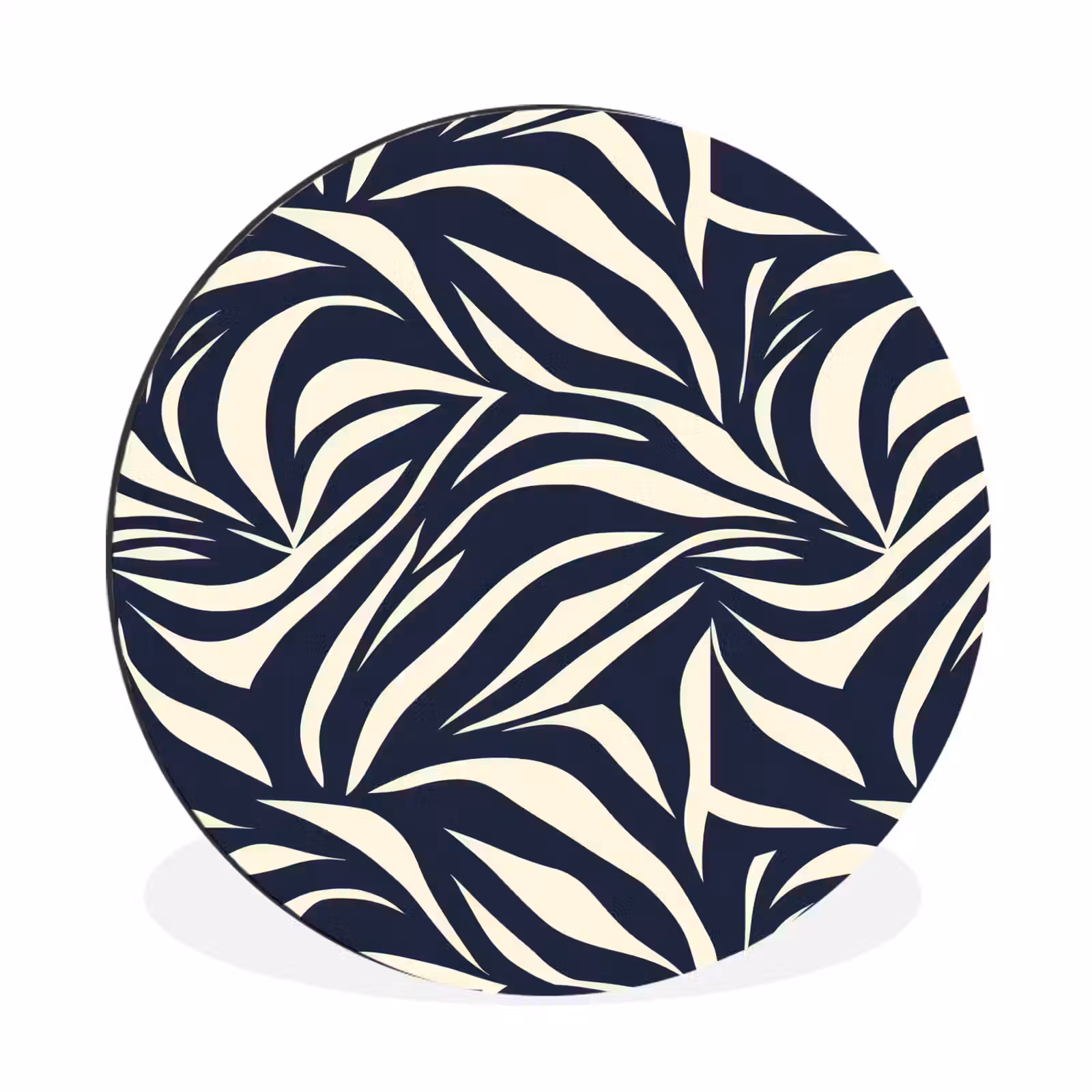 Wandcirkel - Aluminium - Bladvormen - Blauw - Patroon - Wit — 1