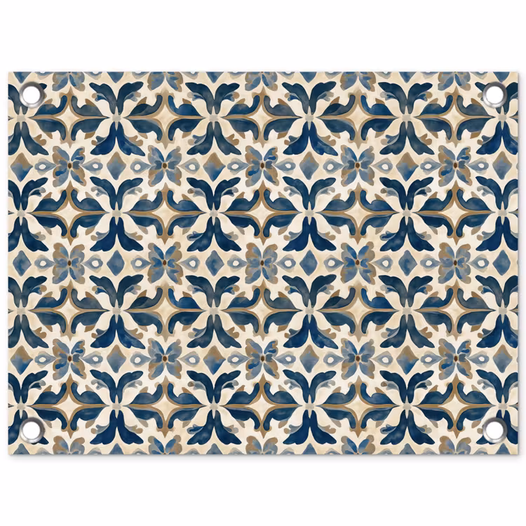 Tuinposter - Tegel - Patroon - Blauw - Beige — 1