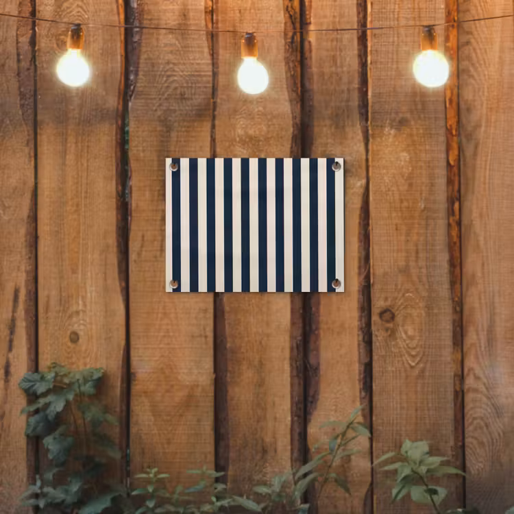 Tuinposter - Verticale strepen - Blauw - Crème — 2