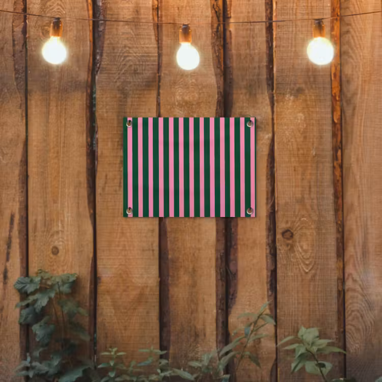 Tuinposter - Verticale strepen - Groen - Roze — 2