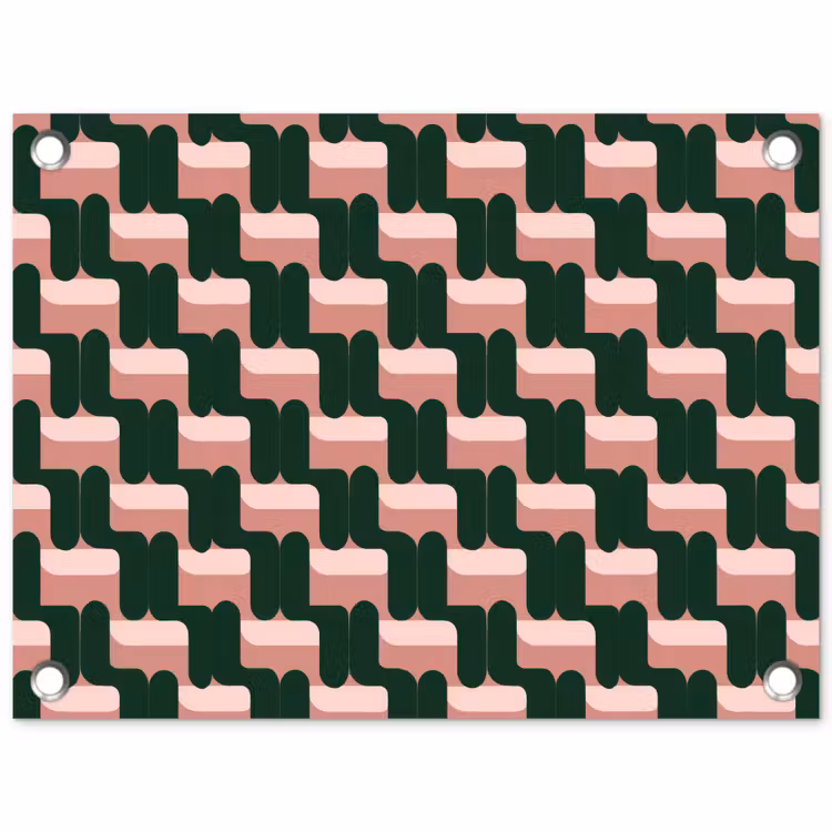 Tuinposter - Vlechtpatroon - Groen - Roze - Geometrisch — 1
