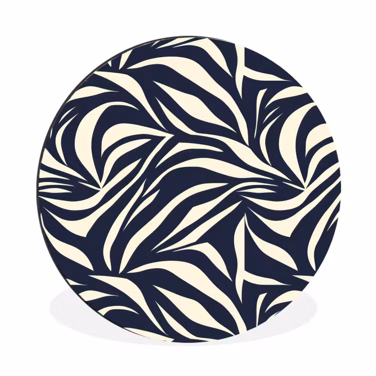 Wandcirkel - Aluminium - Bladvormen - Blauw - Patroon - Wit — 1