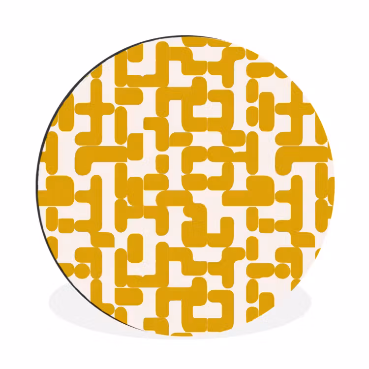 Wandcirkel - Aluminium - Geel - Beige - Patroon — 1