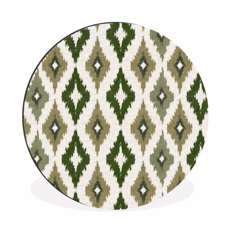 Wandcirkel - Aluminium - Geografisch - Ruitmotief - Groen — 1