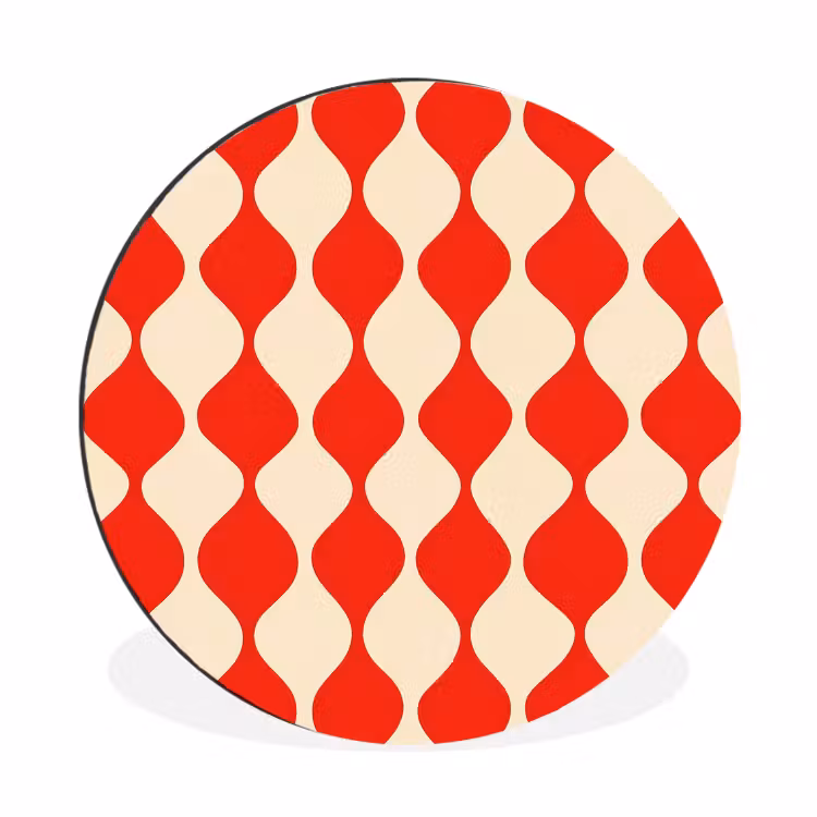 Wandcirkel - Aluminium - Golvend patroon - Retro - Rood - Beige — 1