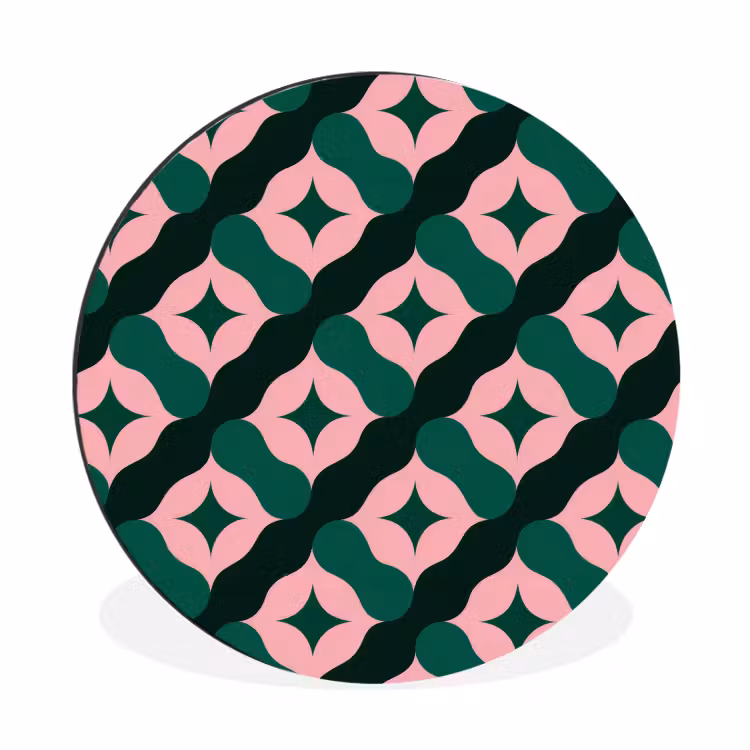 Wandcirkel - Aluminium - Groen - Roze - Retro - Sterren — 1