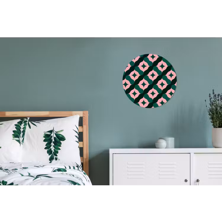 Wandcirkel - Aluminium - Groen - Roze - Retro - Sterren — 4