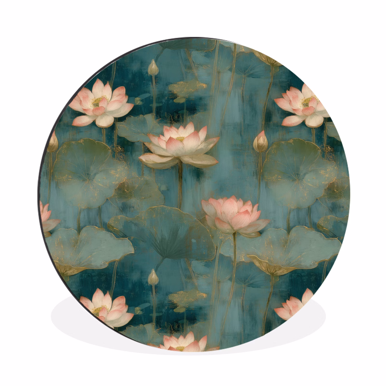 Wandcirkel - Aluminium - Botanisch - Bloemen - Roze — 1