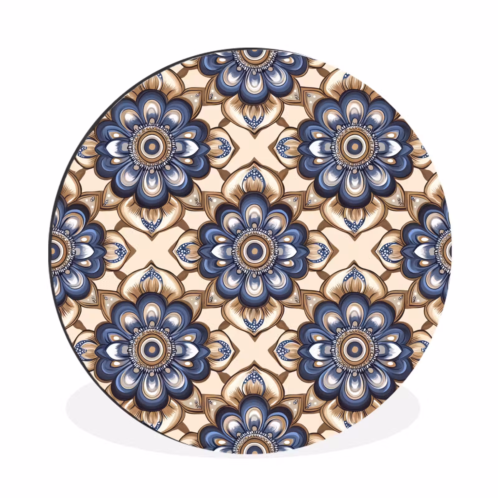 Wandcirkel - Aluminium - Floraal - Ornament - Blauw — 1