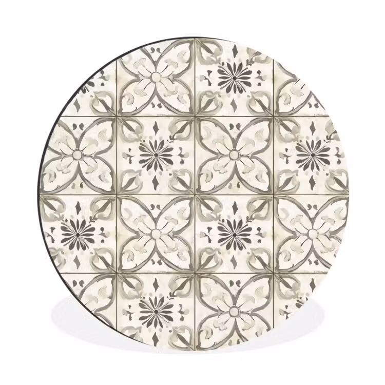 Wandcirkel - Aluminium - Antiek - Tegel - Beige — 1