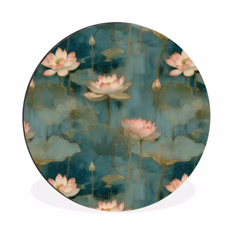 Wandcirkel - Aluminium - Botanisch - Bloemen - Roze — 1