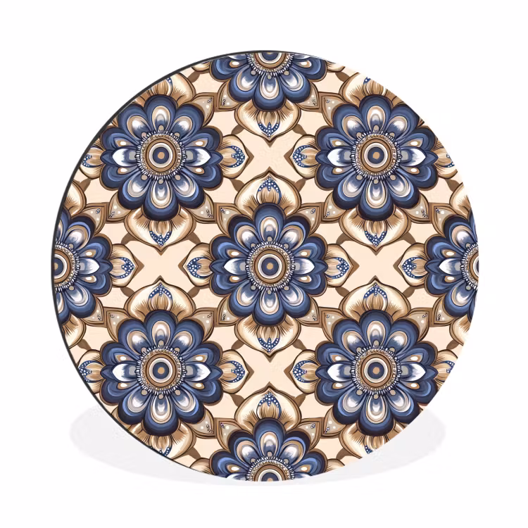Wandcirkel - Aluminium - Floraal - Ornament - Blauw — 1