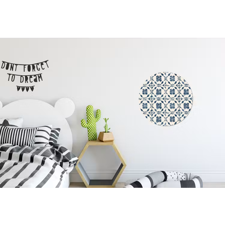 Wandcirkel - Aluminium - Grafisch - Tegel - Blauw — 5