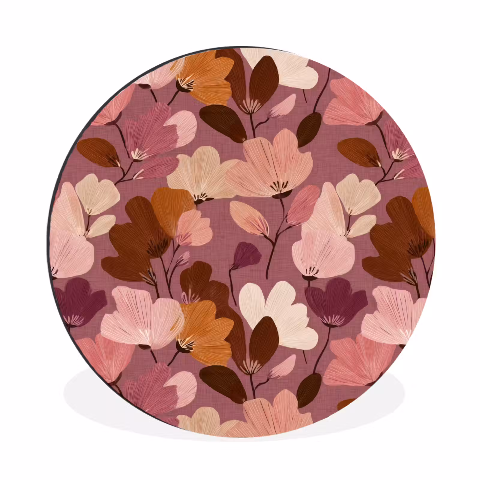 Wandcirkel - Aluminium - Bloem - Patroon - Roze — 1