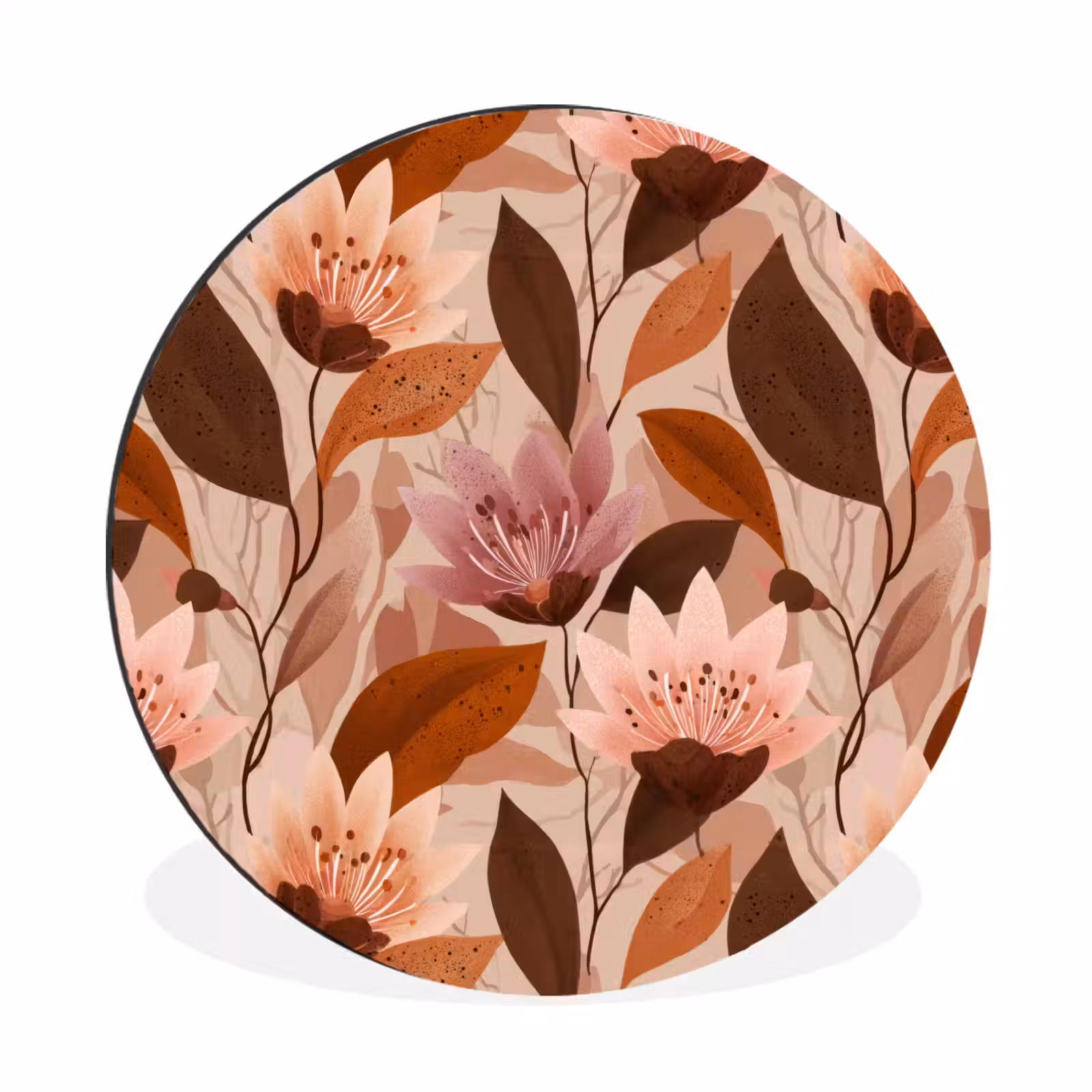 Wandcirkel - Aluminium - Bloemen - Bladeren - Bruin — 1