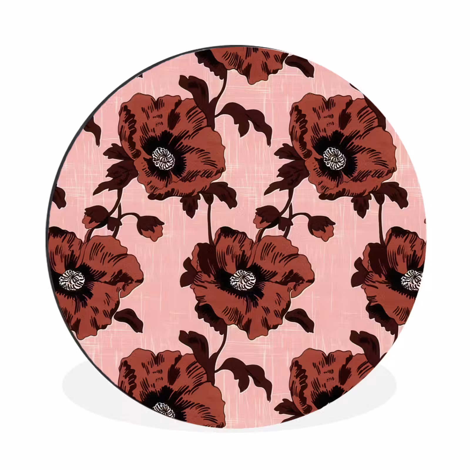Wandcirkel - Aluminium - Bloemen - Retro - Rood — 1