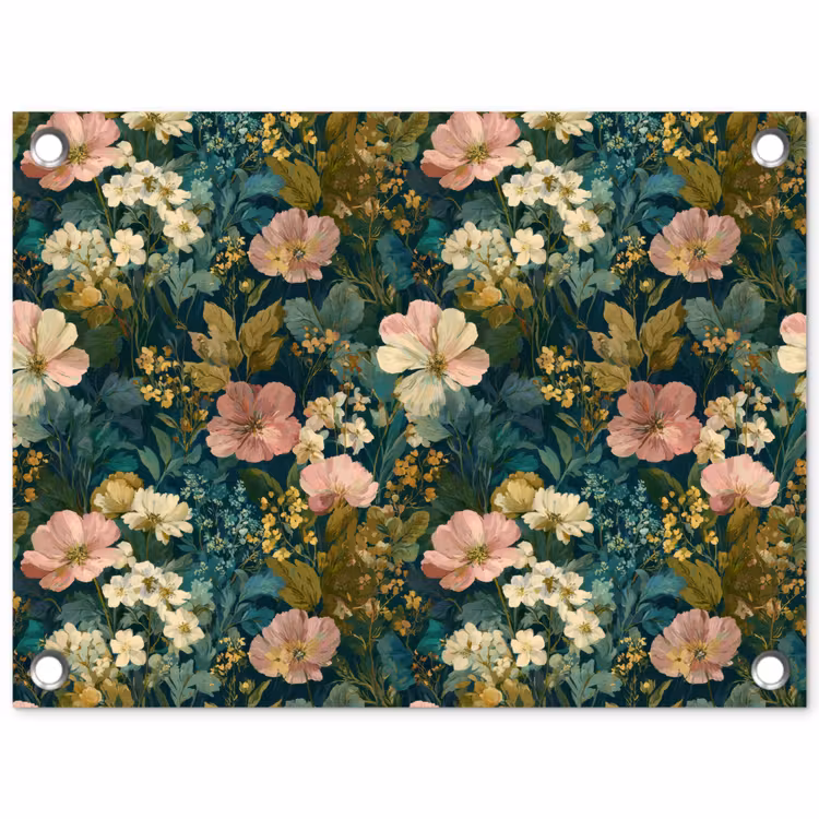 Tuinposter - Wilde bloemen - Botanisch - Patroon - Roze - Romantisch — 1