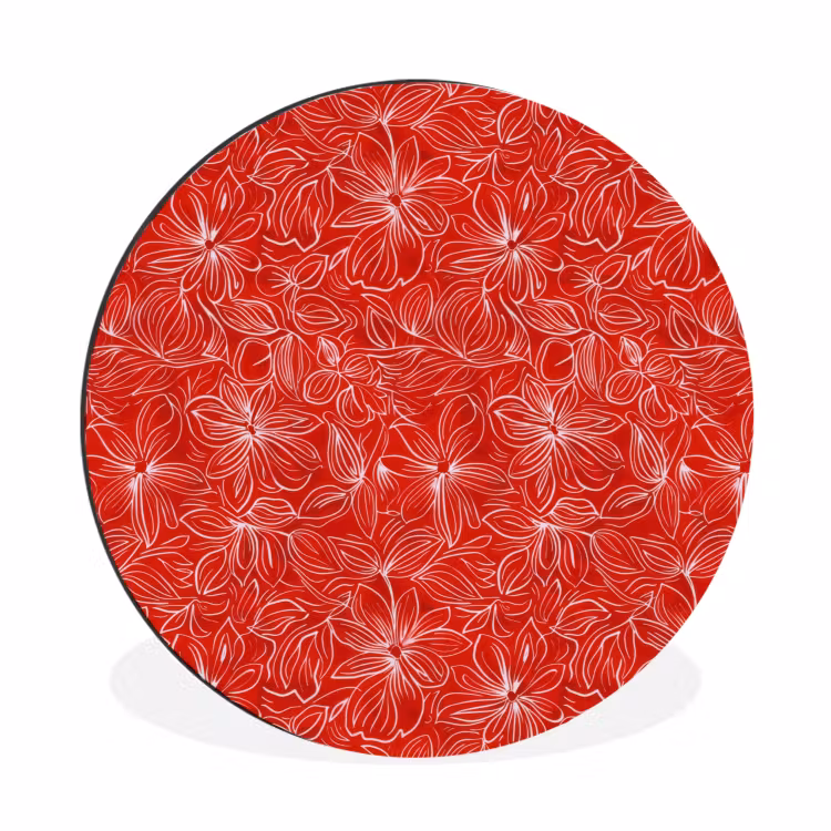 Wandcirkel - Aluminium - Bloemen - Patroon - Rood — 1