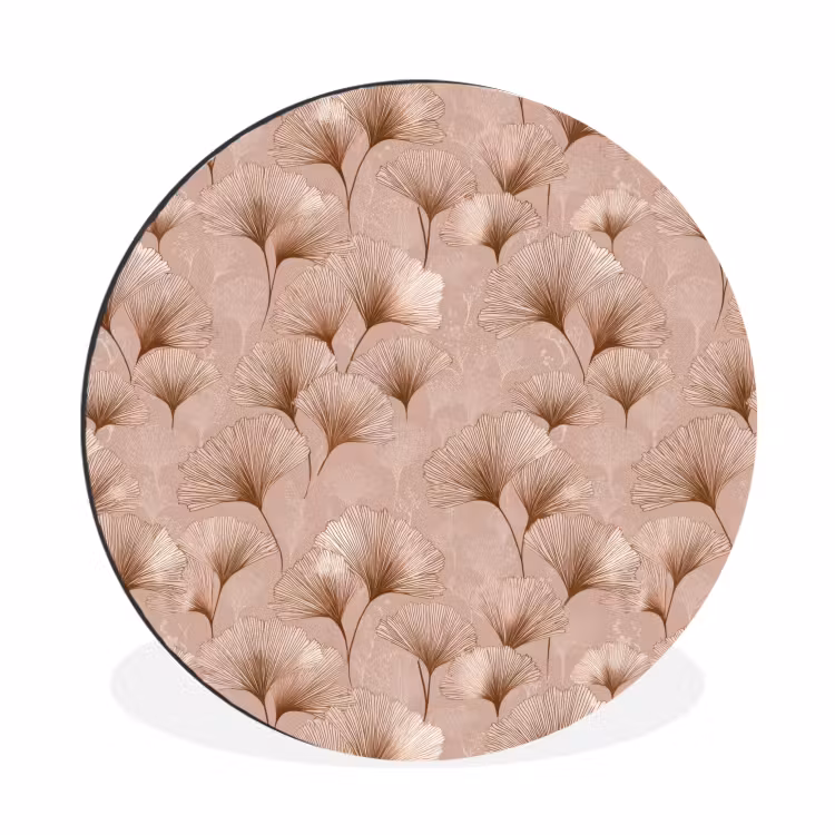 Wandcirkel - Aluminium - Ginkgo - Patroon - Roze — 1