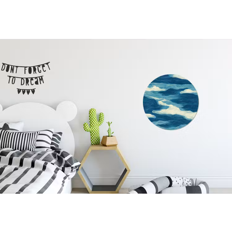 Wandcirkel - Aluminium - Golven - Abstract - Patroon - Blauw - Wit — 5