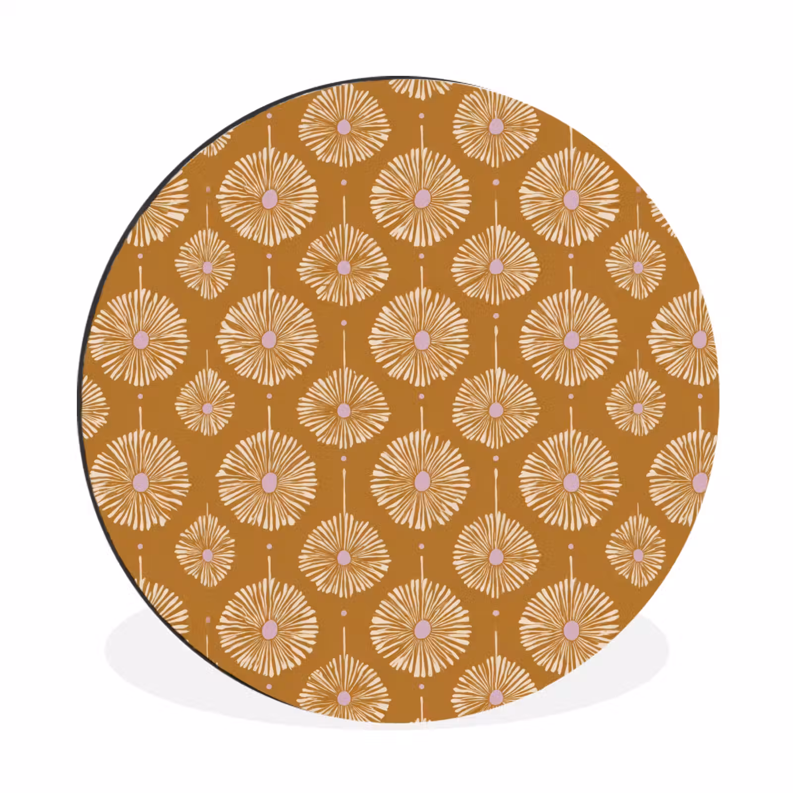 Wandcirkel - Aluminium - Bloemen - Modern - Oker — 1