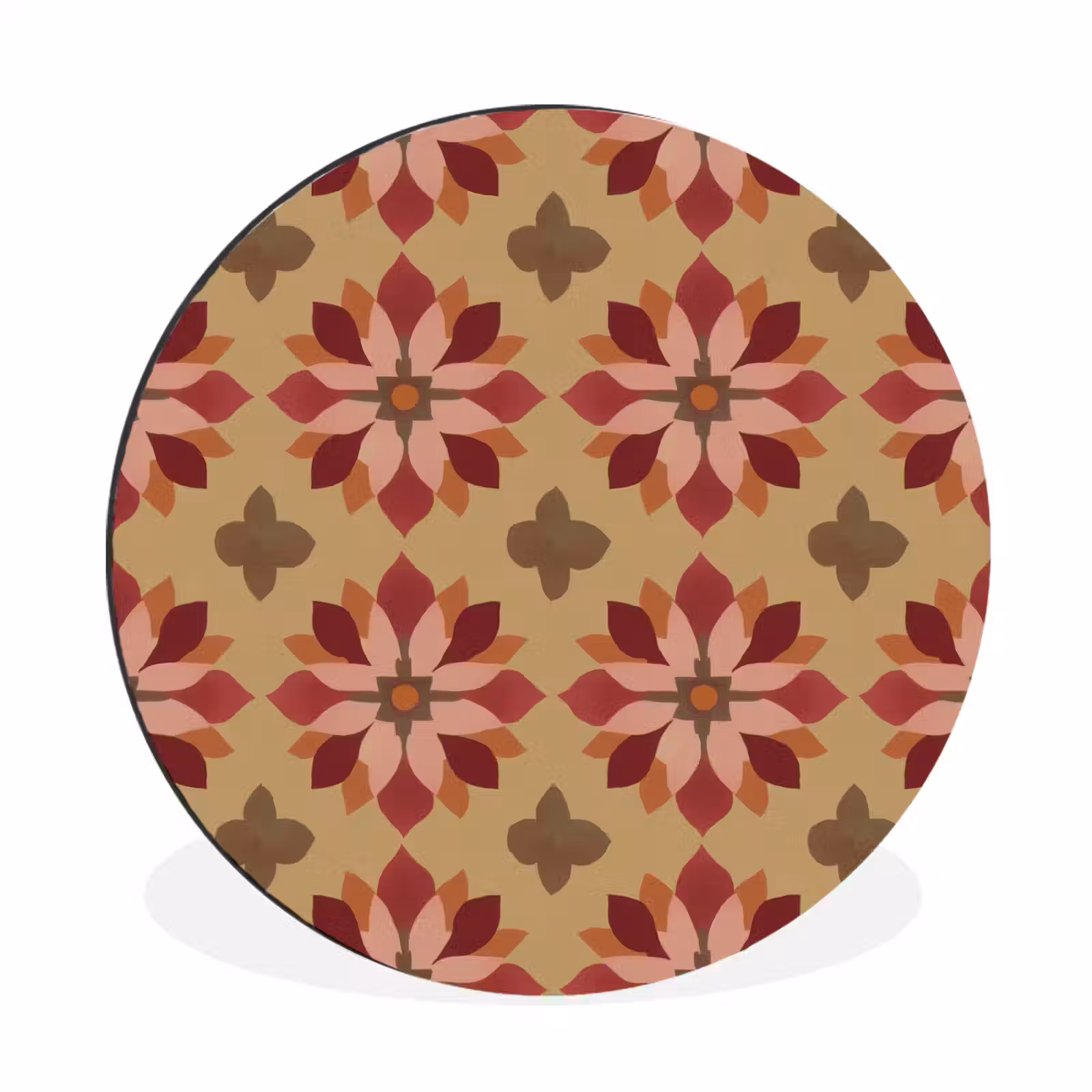 Wandcirkel - Aluminium - Bloemen - Retro - Groen — 1