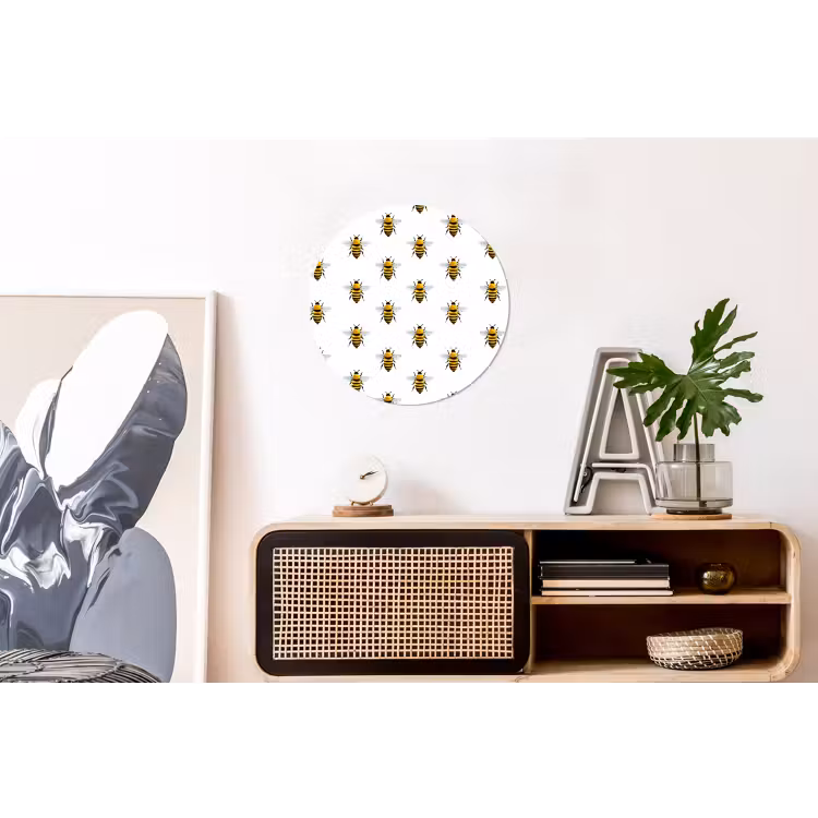 Wandcirkel - Aluminium - Bijen - Tijdloos - Wit — 3