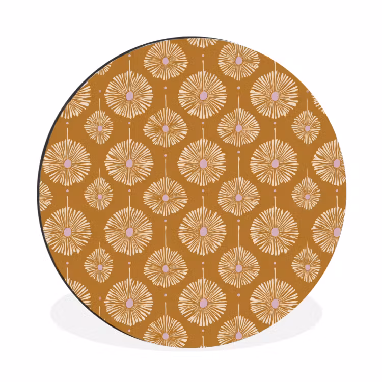 Wandcirkel - Aluminium - Bloemen - Modern - Oker — 1