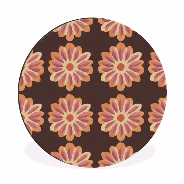 Wandcirkel - Aluminium - Bloemen - Patroon - Bruin — 1