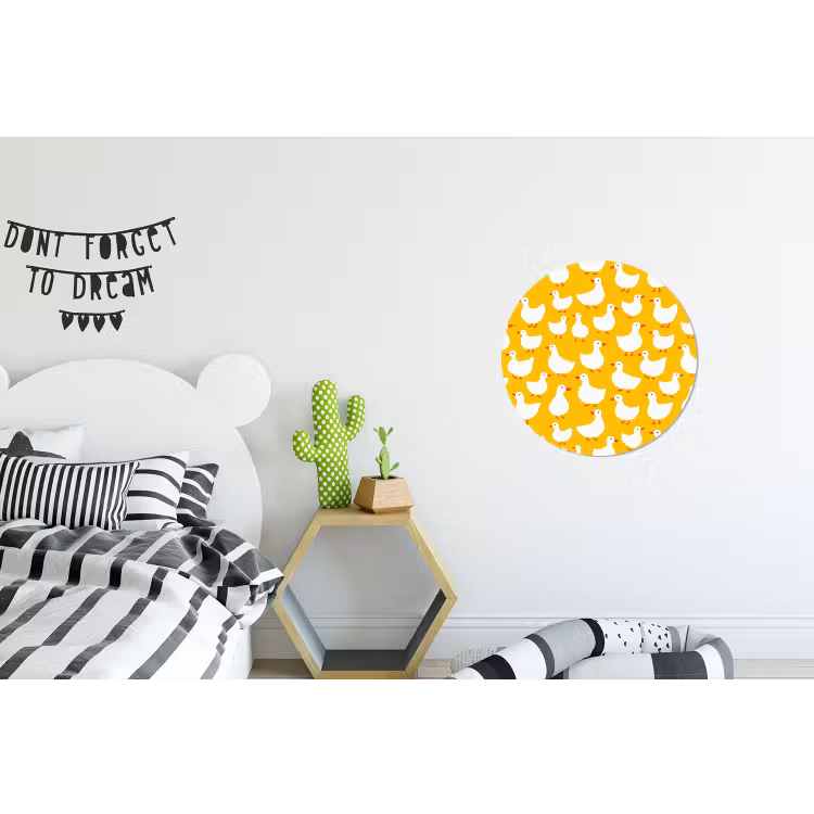 Wandcirkel - Aluminium - Eendjes - Patroon - Geel — 5