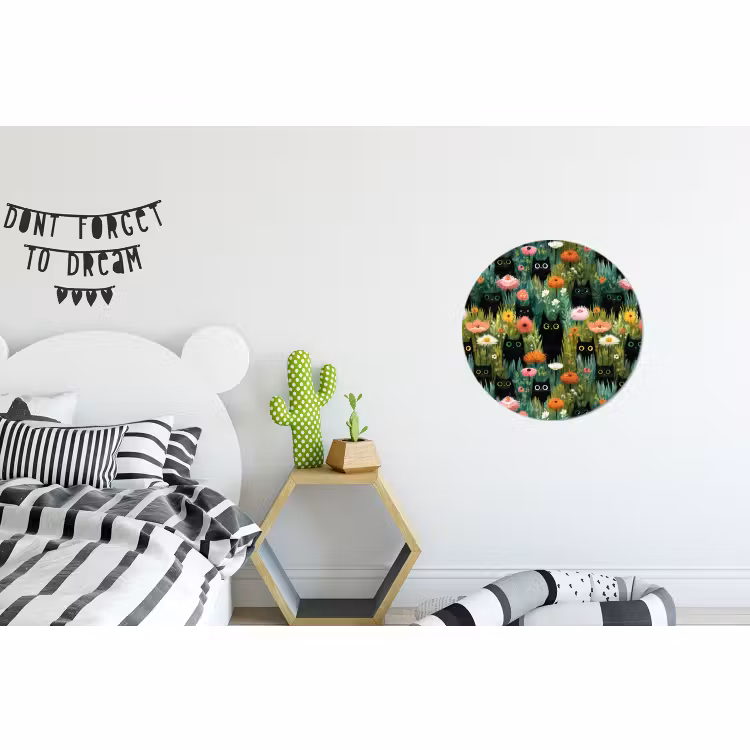 Wandcirkel - Aluminium - Katten - Bloemen - Kleurrijk — 5