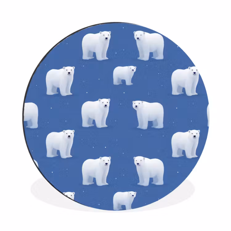 Wandcirkel - Aluminium - IJsbeer - Patroon - Blauw — 1