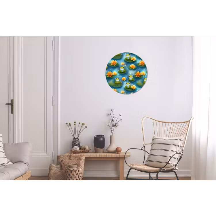 Wandcirkel - Aluminium - Kikker - Lelies - Groen — 2