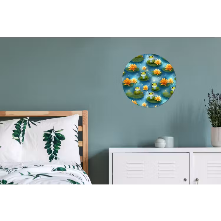 Wandcirkel - Aluminium - Kikker - Lelies - Groen — 4