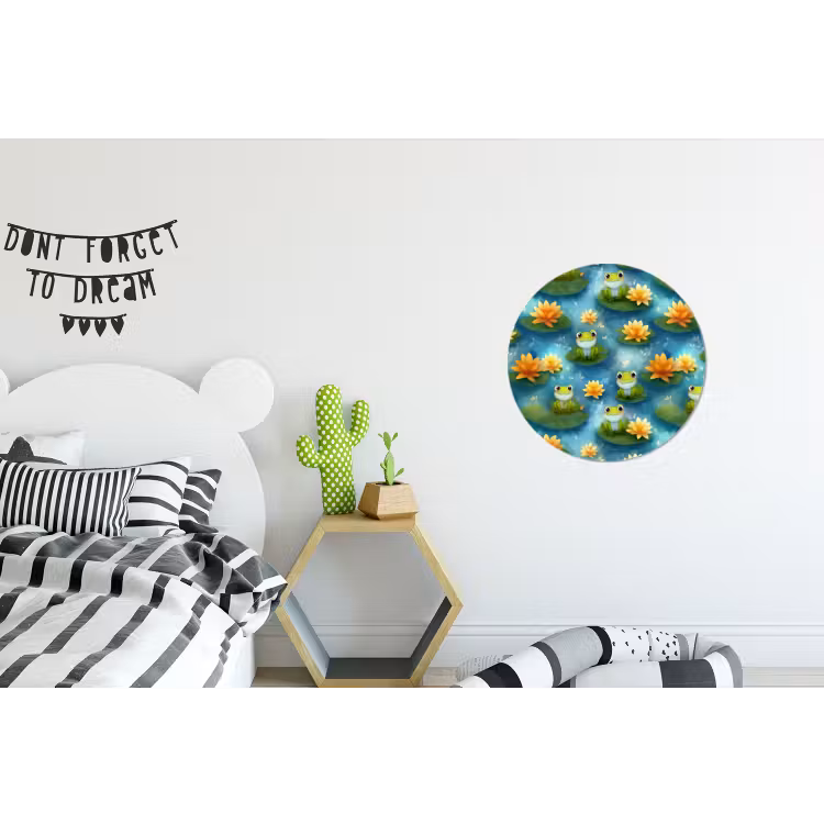 Wandcirkel - Aluminium - Kikker - Lelies - Groen — 5