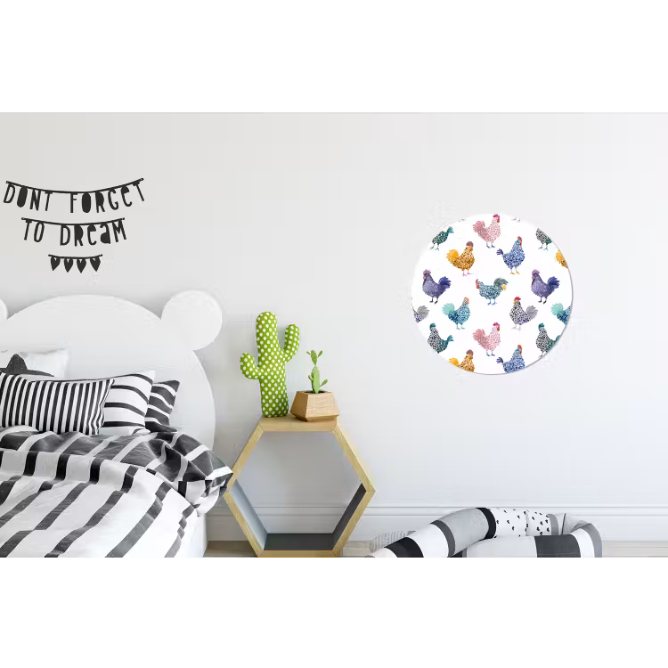 Wandcirkel - Aluminium - Kippen -Aquarel - Kleurrijk — 5