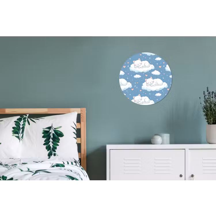 Wandcirkel - Aluminium - Kitten - Wolken - Blauw — 4
