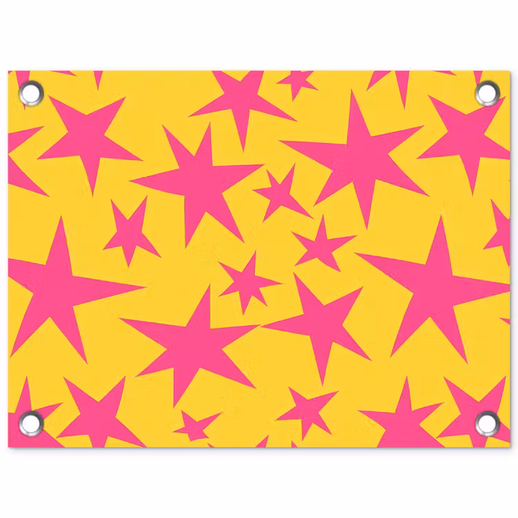 Tuinposter - Sterren - Patroon - Roze - Geel — 1