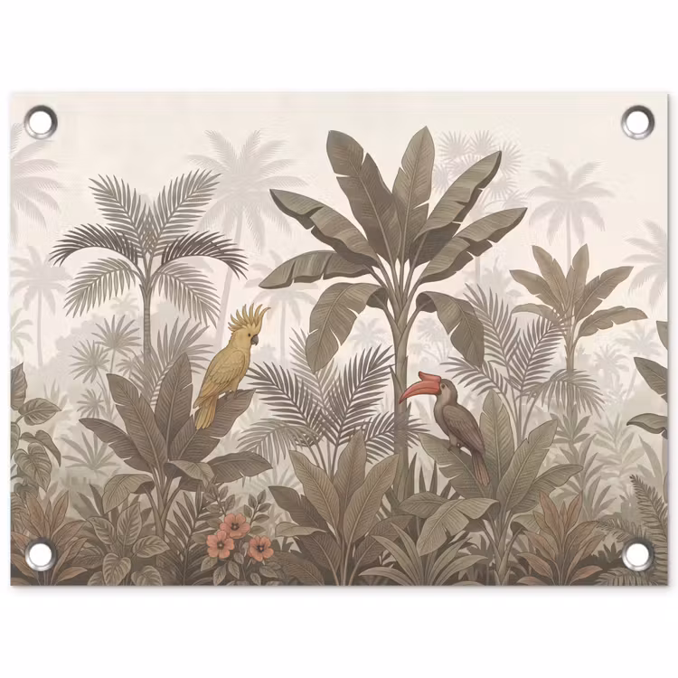Tuinposter - Vogel - Jungle - Tropisch - Illustratie - Groen — 1