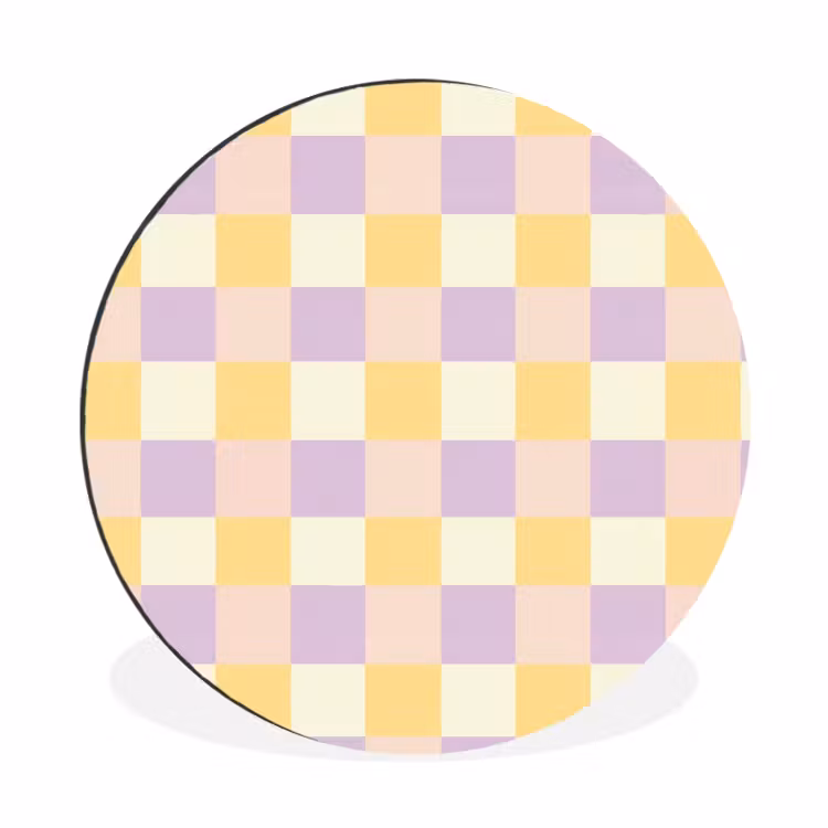 Wandcirkel - Aluminium - Blokjes - Lila - Geel — 1