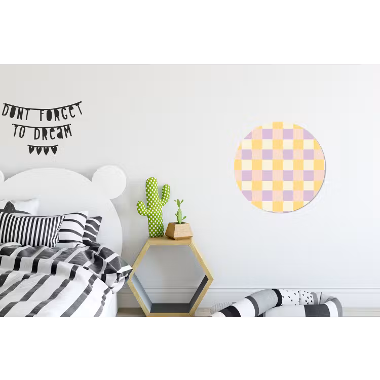 Wandcirkel - Aluminium - Blokjes - Lila - Geel — 5